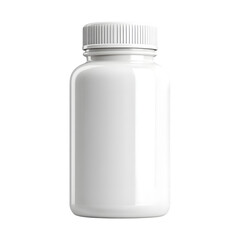 Blank white pill bottle for mockup or product presentation, perfect for showcasing supplements, medications, vitamins, and healthcare product packaging.