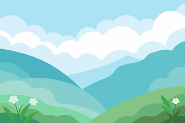 Obraz premium Serene Mountain Landscape Breathtaking View of Rolling Hills and Sky