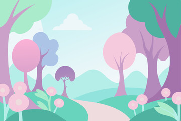 Pastel Dreamland A Serene Path Through a Whimsical Forest