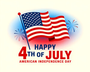 Happy Independence Day, American flag illustration design, typography, and Fourth of July.