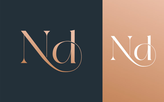 Initial letter ND DN logo design vector illustration for couple, wedding, and business