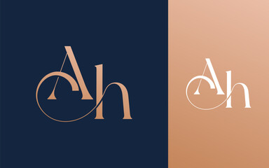 Initial letter AH HA logo design vector illustration for couple, wedding, and business