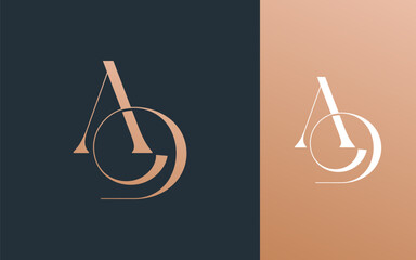 Initial letter AD DA logo design vector illustration for couple, wedding, and business
