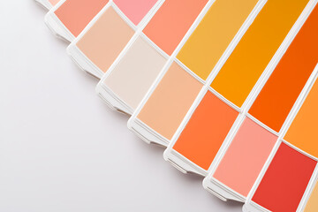Color Palette: A spectrum of warm tones from light peach to fiery orange on crisp white, hinting at design possibilities. A designer's dream.