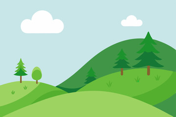Obraz premium Serene Green Hills Landscape Rolling Hills, Lush Greenery, and Peaceful Sky