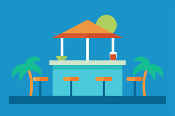 Obraz premium Tropical Beach Bar Illustration Summer Drinks, Relaxation, and Island Vibes