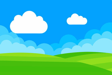 Serene Green Hills and Blue Sky A Peaceful Landscape Illustration