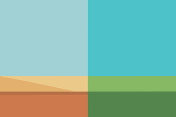 Fototapeta premium Abstract Minimalist Landscape Sand, Sky, and Grass in a Geometric Composition