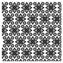 set of seamless patterns, repeating geometric pattern, Middle Eastern or Islamic art influence, intricate black knot-like, eight-pointed star shapes, symmetry, tessellating geometric designs, floral