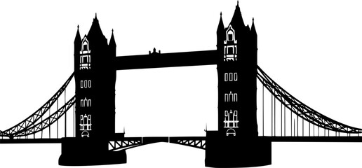 Striking Silhouette of London's Tower Bridge a Classic Landmark Icon
