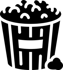 Popcorn bucket icon. Silhouette style.