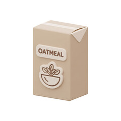 3D Render Icon of an Oatmeal Carton on White Background