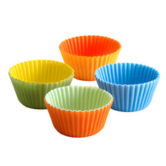 Silicone baking cups set isolated on a white background