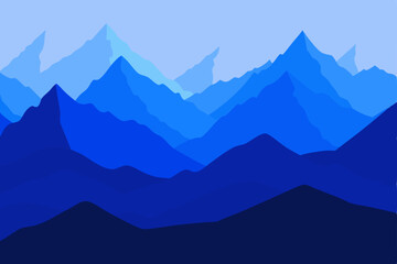 Naklejka premium Serene Blue Mountains A Captivating Landscape Illustration