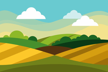 Fototapeta premium Serene Rolling Hills Landscape A picturesque view of idyllic countryside scenery