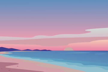 Serene Sunset Beach Pastel Hues of Coastal Calm