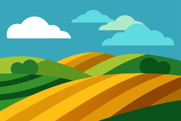 Fototapeta premium Rolling Hills Landscape A Serene Summer Day in the Countryside