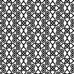 black and white seamless pattern, monochrome geometric repeating pattern, Islamic geometric art, interlocking lines or radiating smaller triangles, rotational symmetry, Islamic geometric patterns, 
