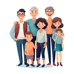 Obraz premium Professional Vector Illustration of Diverse Group of Family Members Characters