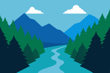 Serene Mountain River Landscape A Peaceful Nature Scene