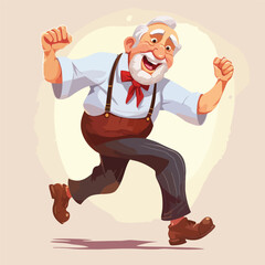 Joyful Elderly Man Dancing Cartoon Vector Illustration for Design Projects