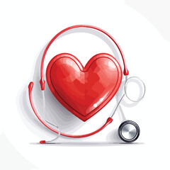 Professional Illustration of Heart and Stethoscope, Medical Concept Vector Graphic