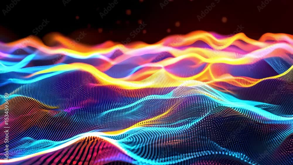 Poster dynamic colorful particle wave abstract background video
