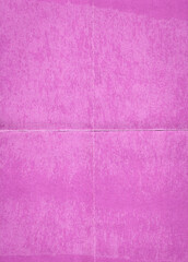Photorealistic magenta paper texture with horizontal and vertical fold lines forming four sections. The surface features a soft grain, visible paper fibers, and subtle shadows along the creases. 