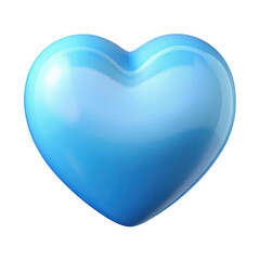 Glossy blue heart shape isolated on transparent background