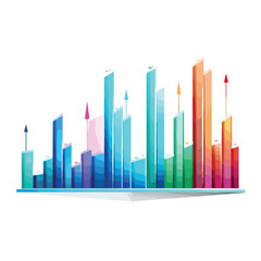 Professional Statistics Bars Growing Symbol Vector Illustration