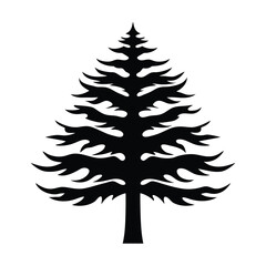 Silhouette vector illustration of a cedar tree elegant natural sketch Vector illustration