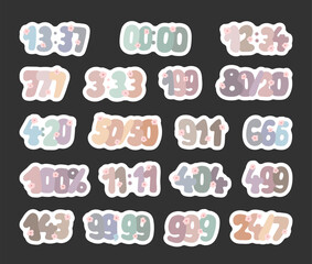 Set of numbers with flowers, popular numeric codes used in culture pricing emergency clock luck magic, with scandinavian style for yours illustration and creative designs projects