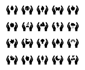 Save nature protection set drop, water, planet, earth, leaf, tree, butterfly, apple, sun, sprout, mountain, lightning, cloud, flower, whale, mushroom, spruce, rainbow, dove