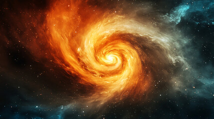 Obraz premium Fiery Orange Spiral Galaxy — Cosmic Space Art
