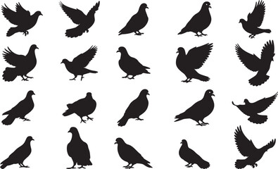 Dove Silhouettes Vector Pack