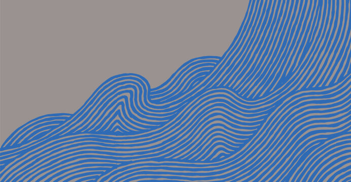 An artistic, hand drawn abstract wave pattern with fluid lines and gentle curves, Japanese style calm and natural motion, perfect for backgrounds, textiles, and modern design projects
