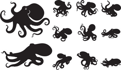Octopus Silhouettes Vector Pack