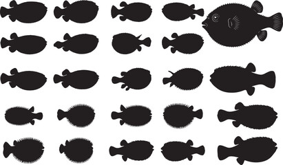 Pufferfish Silhouettes Vector Pack