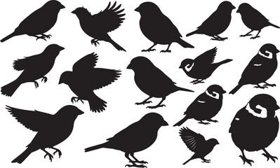 Sparrow Silhouettes Vector Pack