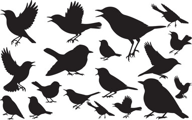 Warbler Silhouettes Vector Pack