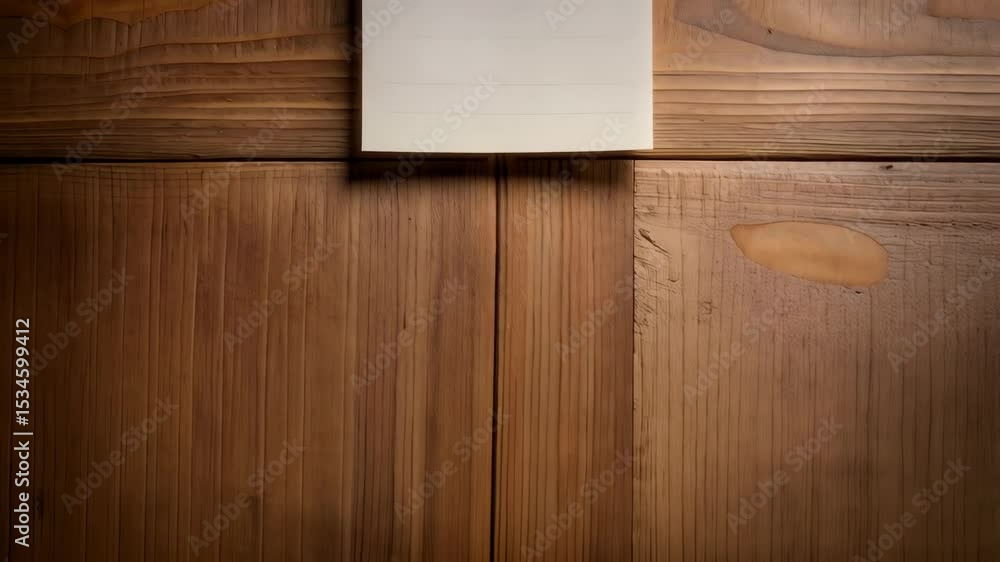 Poster neutral notepad with horizontal lines placed on warm brown wooden surface, inviting space for text o
