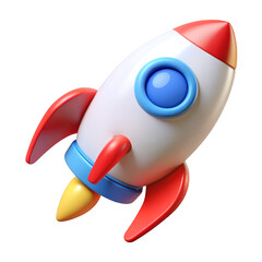 Cartoon Rocket Ship Red Blue Yellow White spaceship