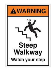 Steep Walkway Warning Sign – Caution Notice for Sloped Paths, Safety Alert for Elevated Walkways, Hazard Prevention