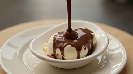 Ice cream balls covered in chocolate.