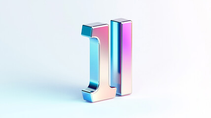 Minimal Flat Style "I" Logo - A bold, abstract letter "I" with a gradient metallic finish, standing upright on a white background. The edges are razor-sharp, and the lighting gives it a 3D effect.
