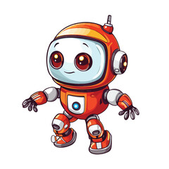 Fototapeta premium Funny Flying Robot Cartoon Character Isolated Vector Illustration for Creative Projects