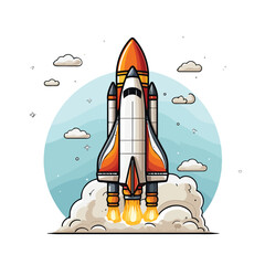 Fototapeta premium Space Rocket Startup Launcher Icon Vector Illustration for Creative Projects
