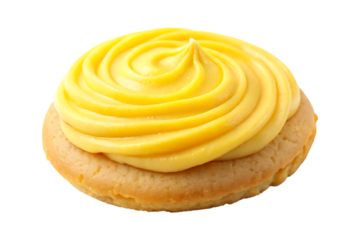 A Sugar Cookie with Yellow Frosting Isolated image on a transparent Background