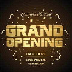 Naklejka premium Golden Grand Opening Event Invitation Poster