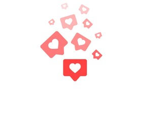 Red heart or like icon falling from a sky 